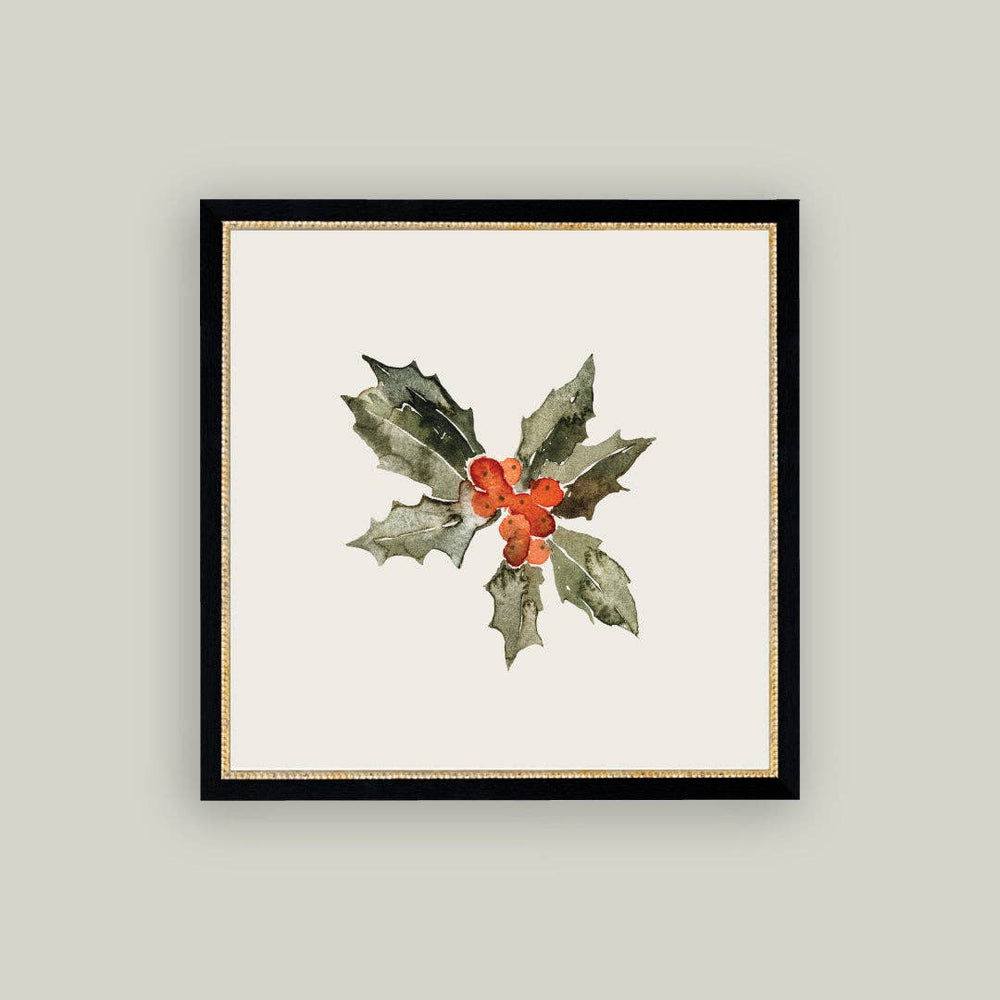 Holly Leaves Framed Antique Art