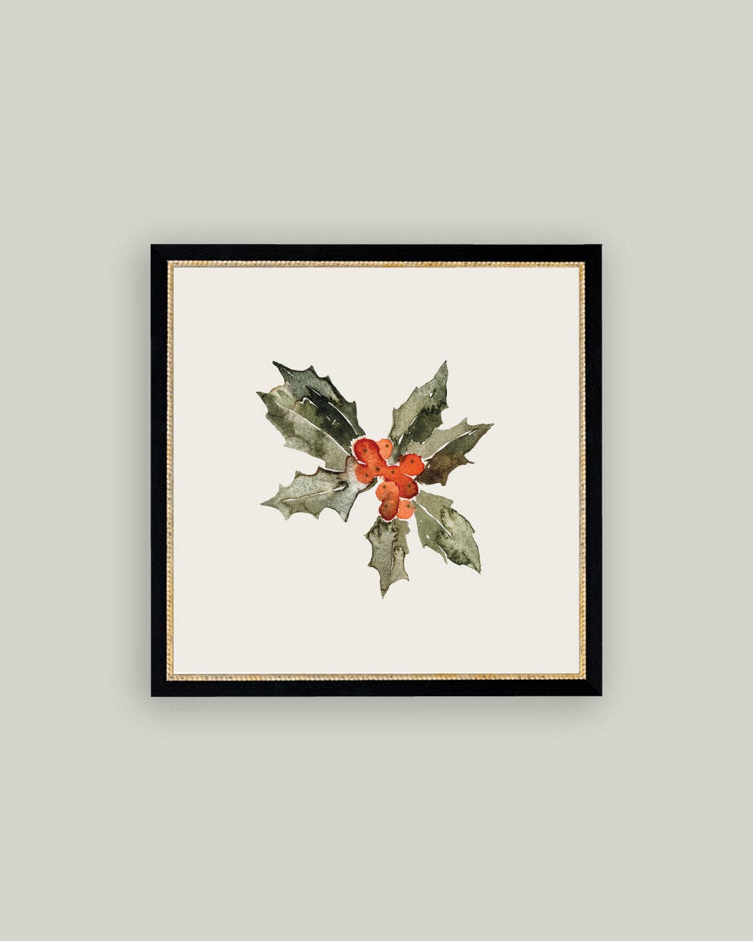 Holly Leaves Framed Antique Art