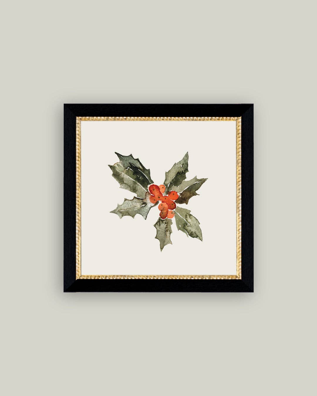 Holly Leaves Framed Antique Art