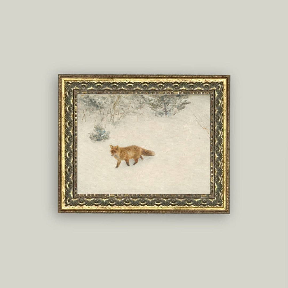 Fox In Winter Framed Antique Art