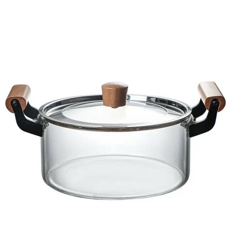 
                  
                    Heat-Resistant Glass Cooking Pot w/ Wooden Handles
                  
                